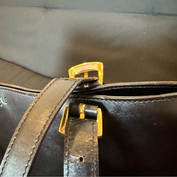 Authentic Celine Paris Shoulder School Work Bag Black Leather Gold Made In Italy - Picture 10 of 16